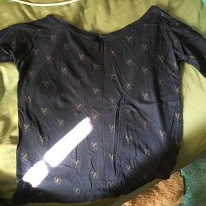 abercrombie kids xl navy top with gold birds